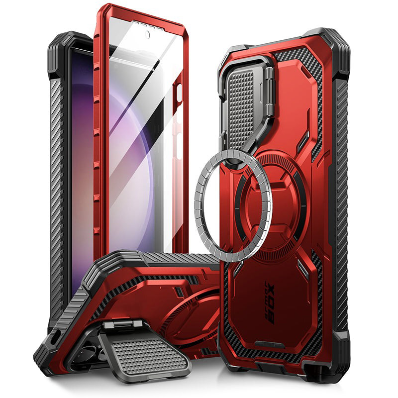 Etui pancerne Supcase i-Blason Armorbox Mag do Galaxy S24 Ultra, czerwone